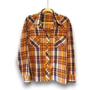 Vintage Montgomery Ward Western Wear Pearl Snap Shirt Blue Lightweight Unisex